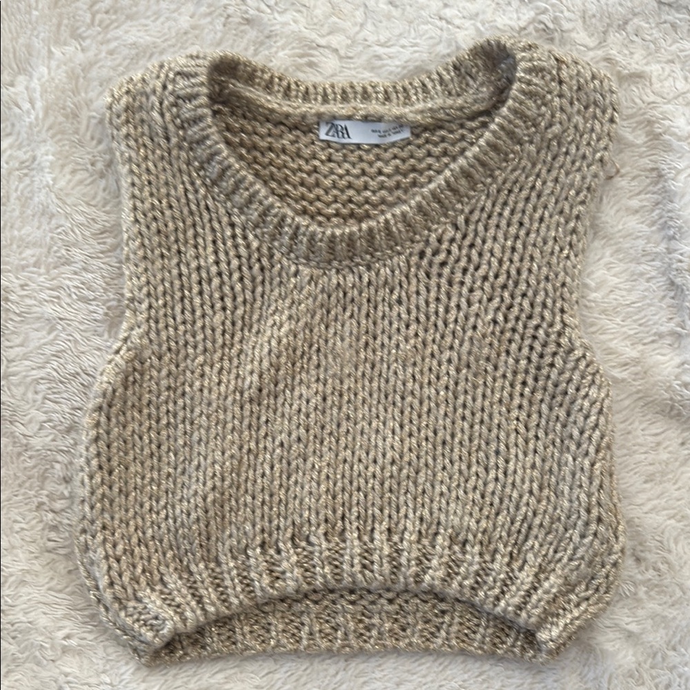 Zara Women's Beige Knit Sweater Vest